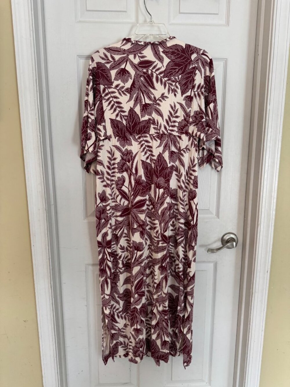 Soma Soft Jersey Caftan Palms Tropical Dress Maxi Pockets Built In Bra Large NWT - Picture 7 of 16